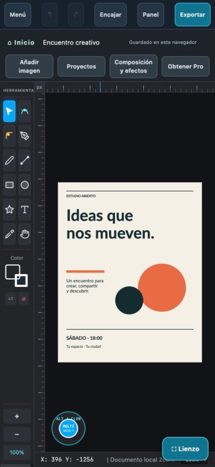 VectorHand: composición de un cartel con texto y formas vectoriales